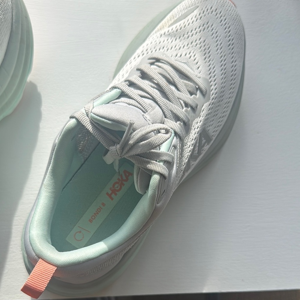 Hoka Women's White and Mint Running Shoes